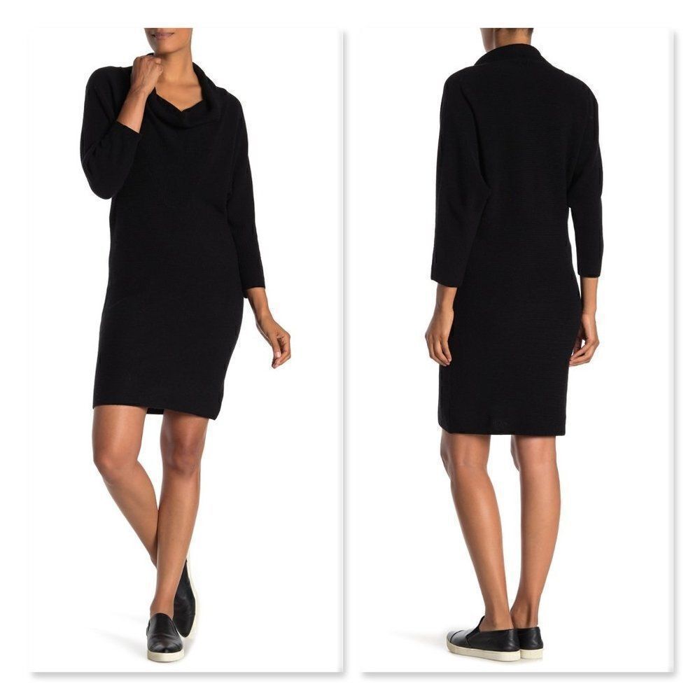 Splendid Cowl Neck Sweater Dress in Black